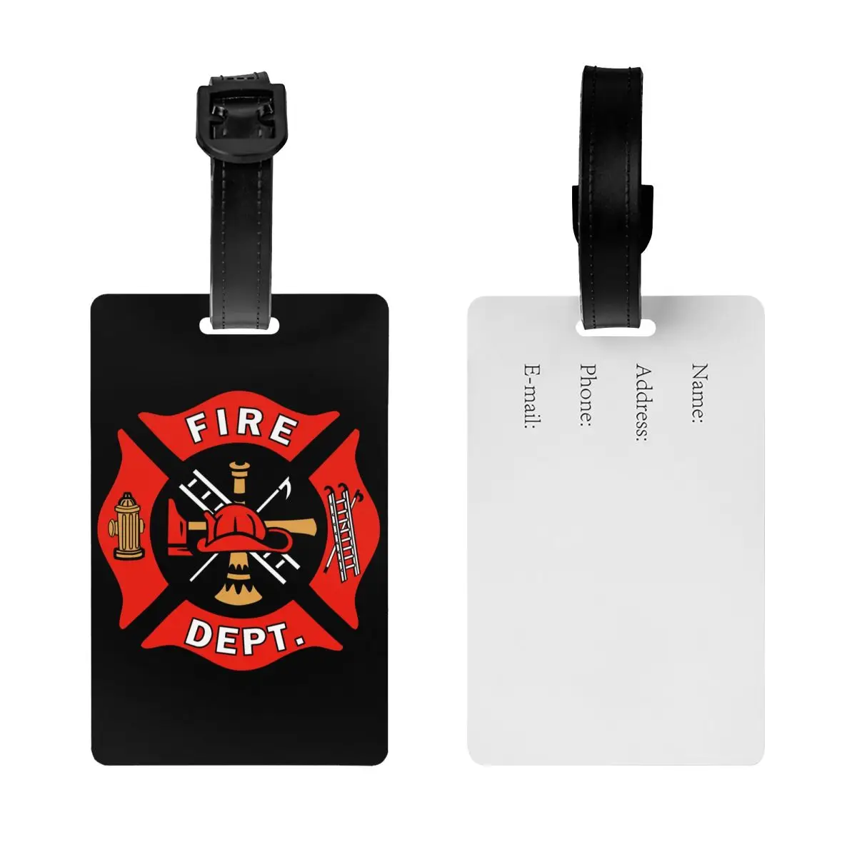 Custom Firefighter Department โลโก้แท็กกระเป๋าเดินทางพร้อมนามบัตร Fireman Fire Rescue ความเป็นส่วนตัว Cover ID Label สําหรับกระเป๋าเดินทางกระเป๋าเดินทาง