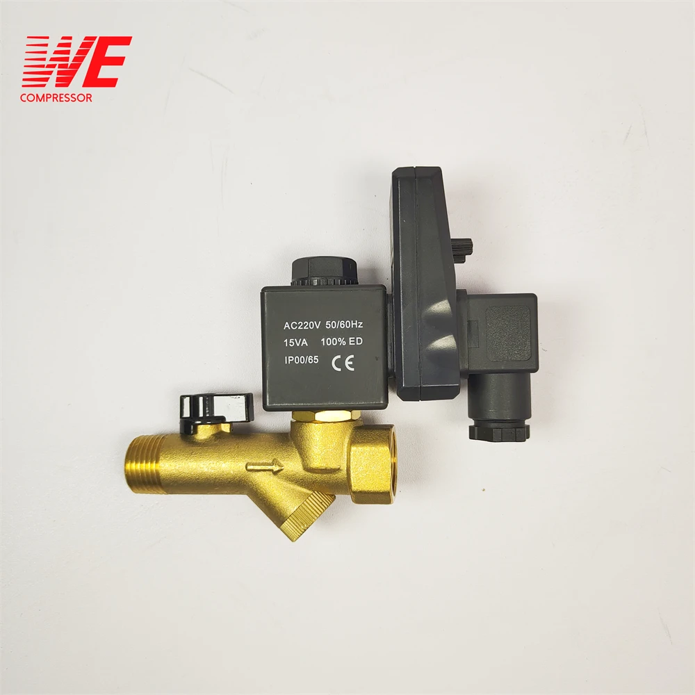 JORC MIC-B 1/2" 에어 컴프레서용 타이머 내장 자동 배수 솔레노이드 밸브