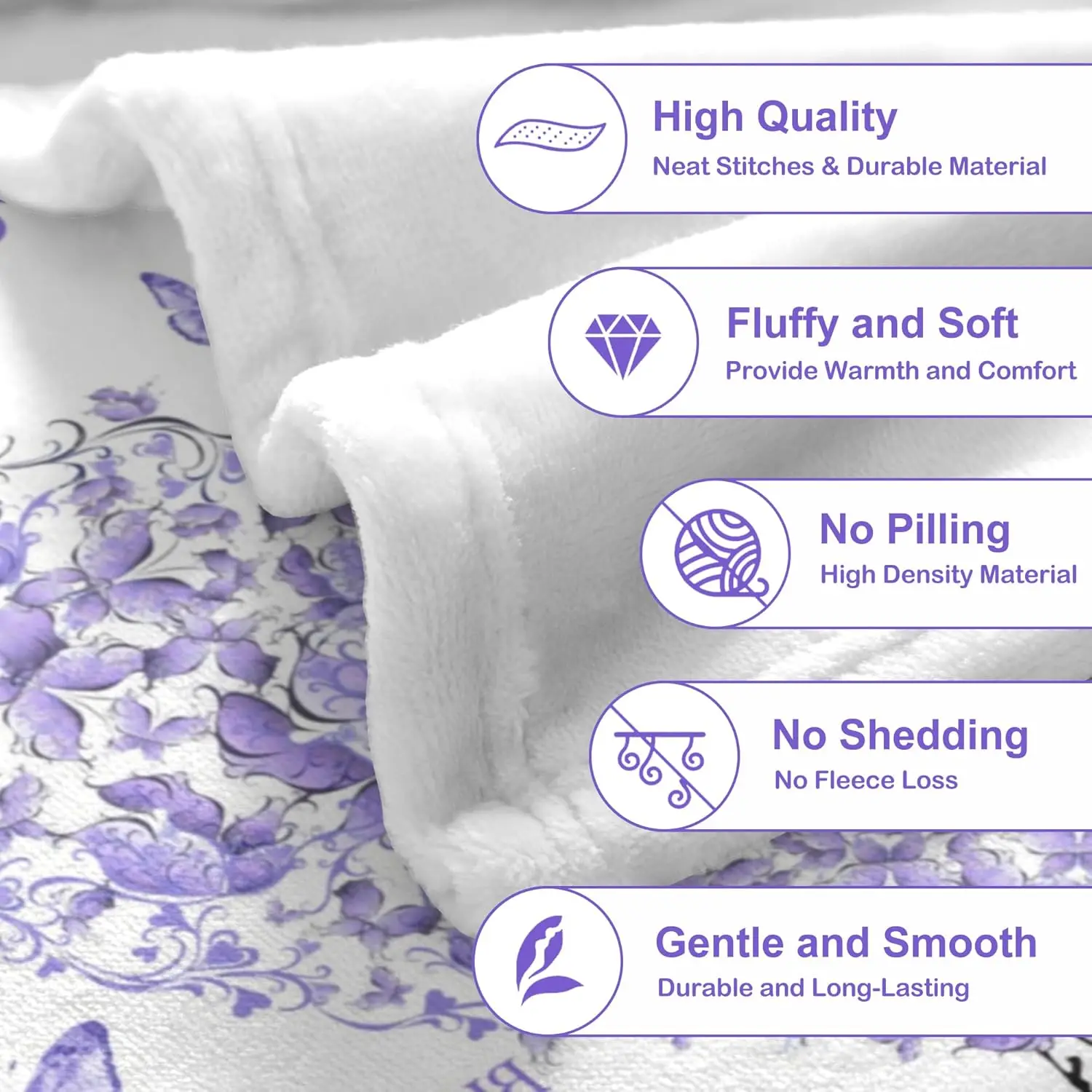 Wife Birthday Gift from Husband, Anniversary Romantic Gifts for Love, Unique Purple Women Throw Blanket Gift for Valentines Day