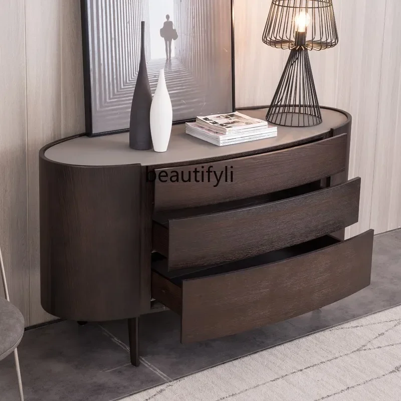 

yj21 Italian minimalist oval corridor entrance three-bucket cabinet, living room corridor bedroom large space smoke-colored lock