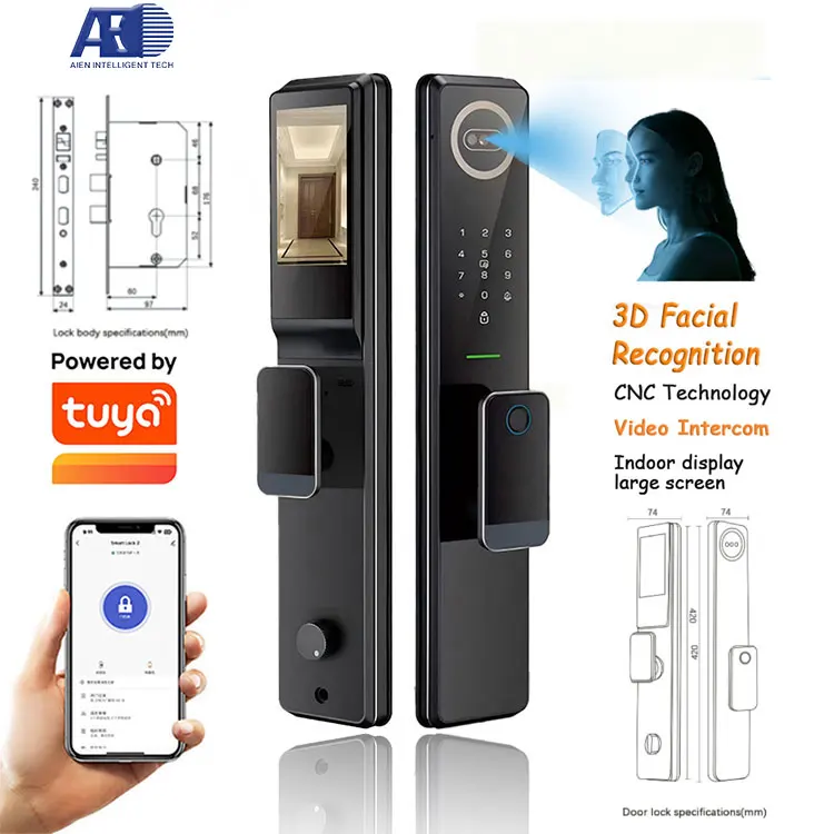 Smart Door Lock 3D Face Recognition Video Intercom Fingerprint Password WiFi Automatic Cerradura Inteligente for Smart