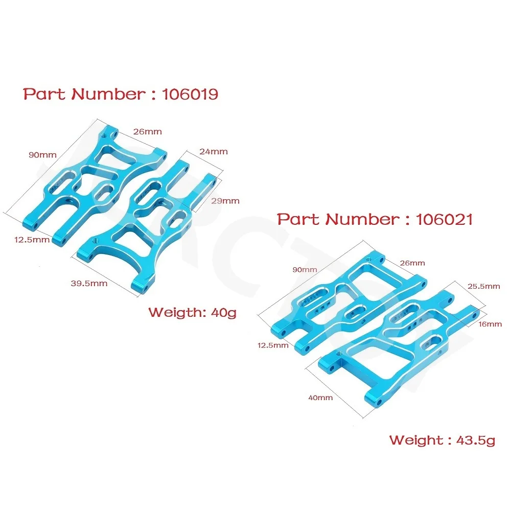 RC 106019(06011) 106021(06022) Aluminum Front/Rear Lower Suspension Arm For 1/10 HSP 94105 94106 94107 94170 Buggy Upgrade Parts