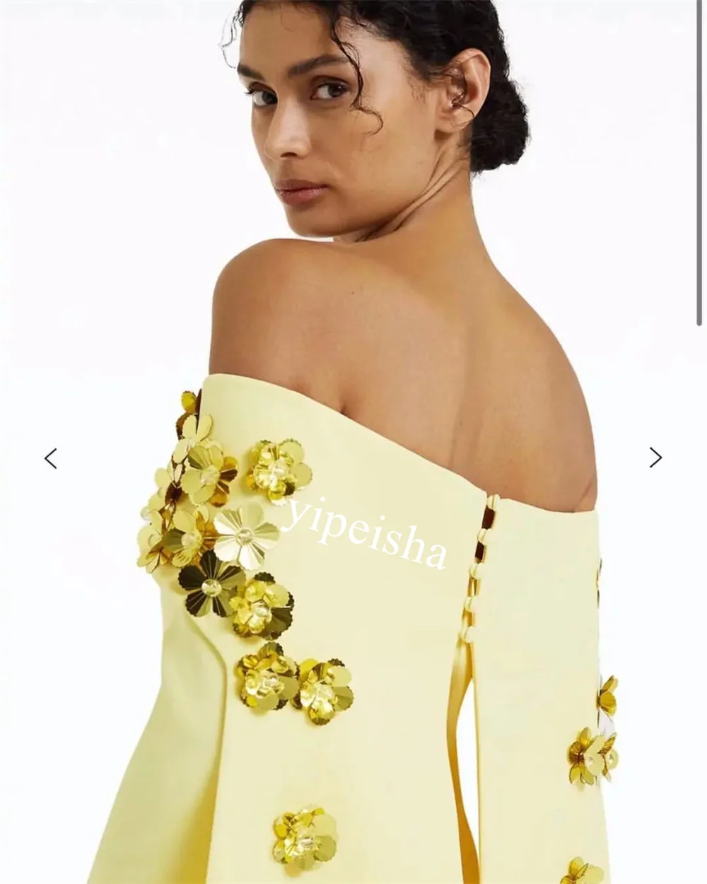 Customized Jersey Applique Beach Sheath Off-the-shoulder Bespoke Occasion Gown Midi Dresses Saudi Arabia