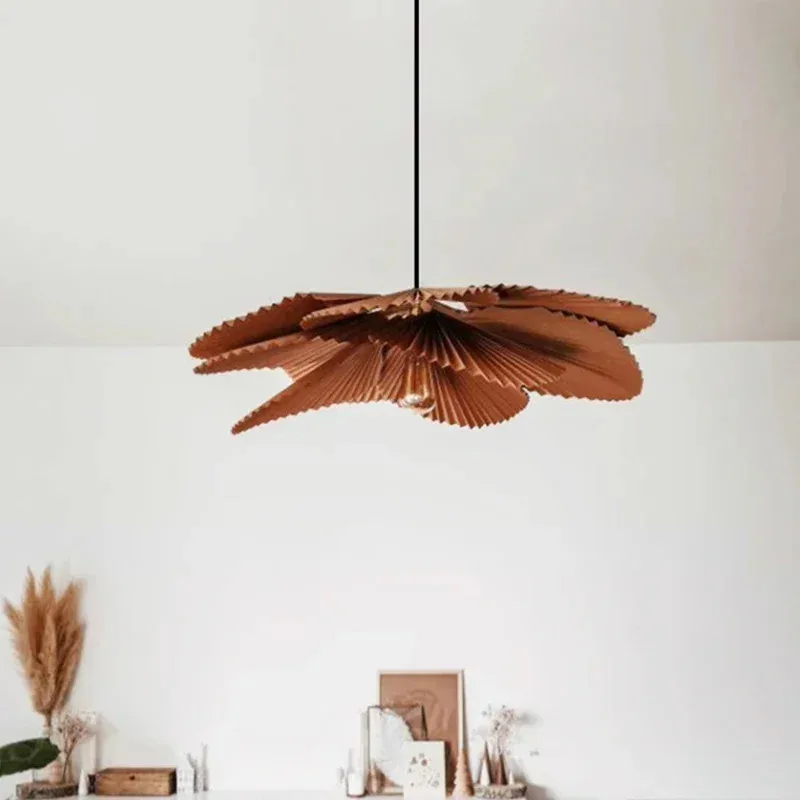 Wabi Sabi Pendant Lights Japanese Chandelier Paper Handmade Flower Shaped Living Room Home Dining Room Bedroom Art Hanging Lamp