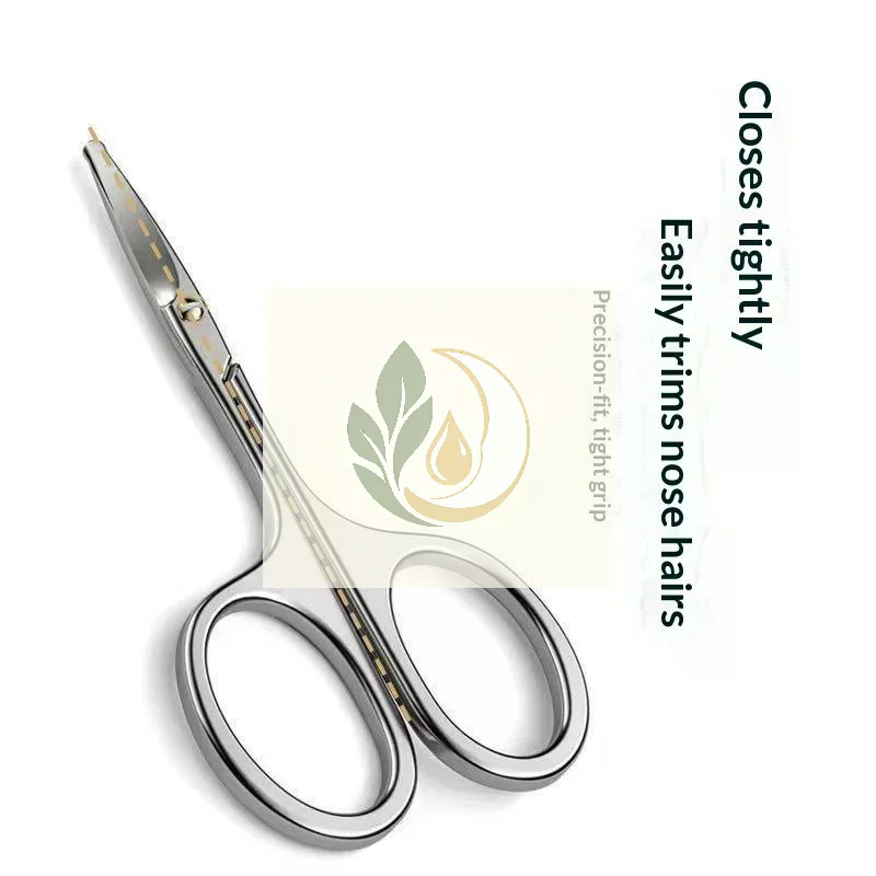Round Tip Nose Hair Scissors Stainless Steel Safe Manual Trimming Scissors For Nose Hair Eyebrow Facial Hair Home Grooming Use