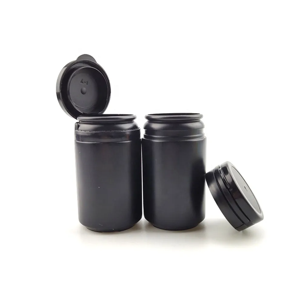 52PCS 60ml black/white HDPE medical pill bottle with pull ring cap for pills, capsules,solid powder bottle