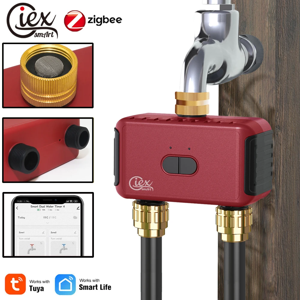 WIFI Smart 2 Zone Watering Timer Garden Automatic Irrigation System Drip Sprinkler Controller Valve Smart Life Tuya