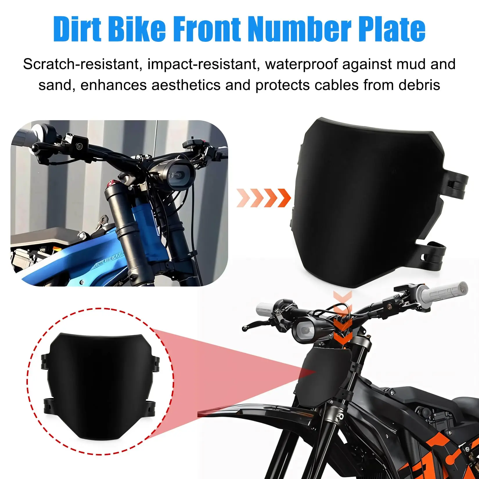 Electric Dirt Bike Number Front Plate with Zip Ties For Sur-ron Light Bee S/X Segway X160 X260 For Talaria Sting MX3/R MX4