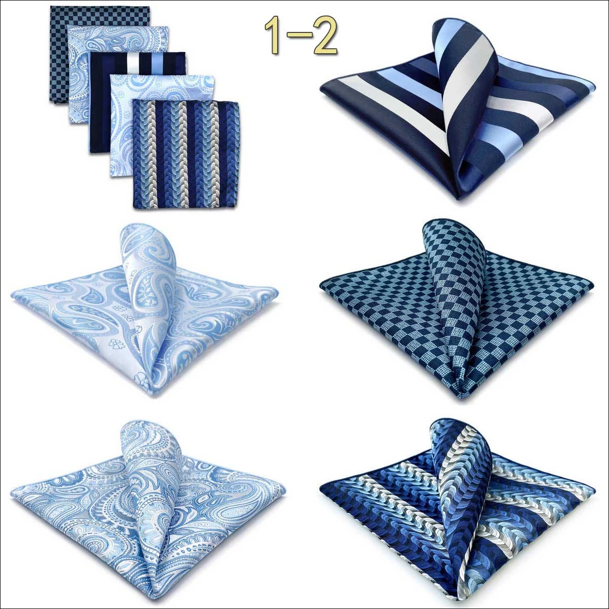 5 PCS Luxury Mens Pocket Square Set Handkerchief Assorted Paisley Floral Print Striped Hanky Suit Gentlemen Wedding Gift Vintage