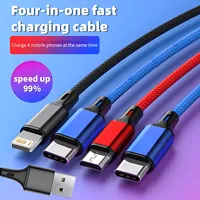 4 In 1 USB Cable 3A USB A To USB/Type C For iPhone Charger Fast Charging Data Cord For iPhone 14 11 Xiaomi