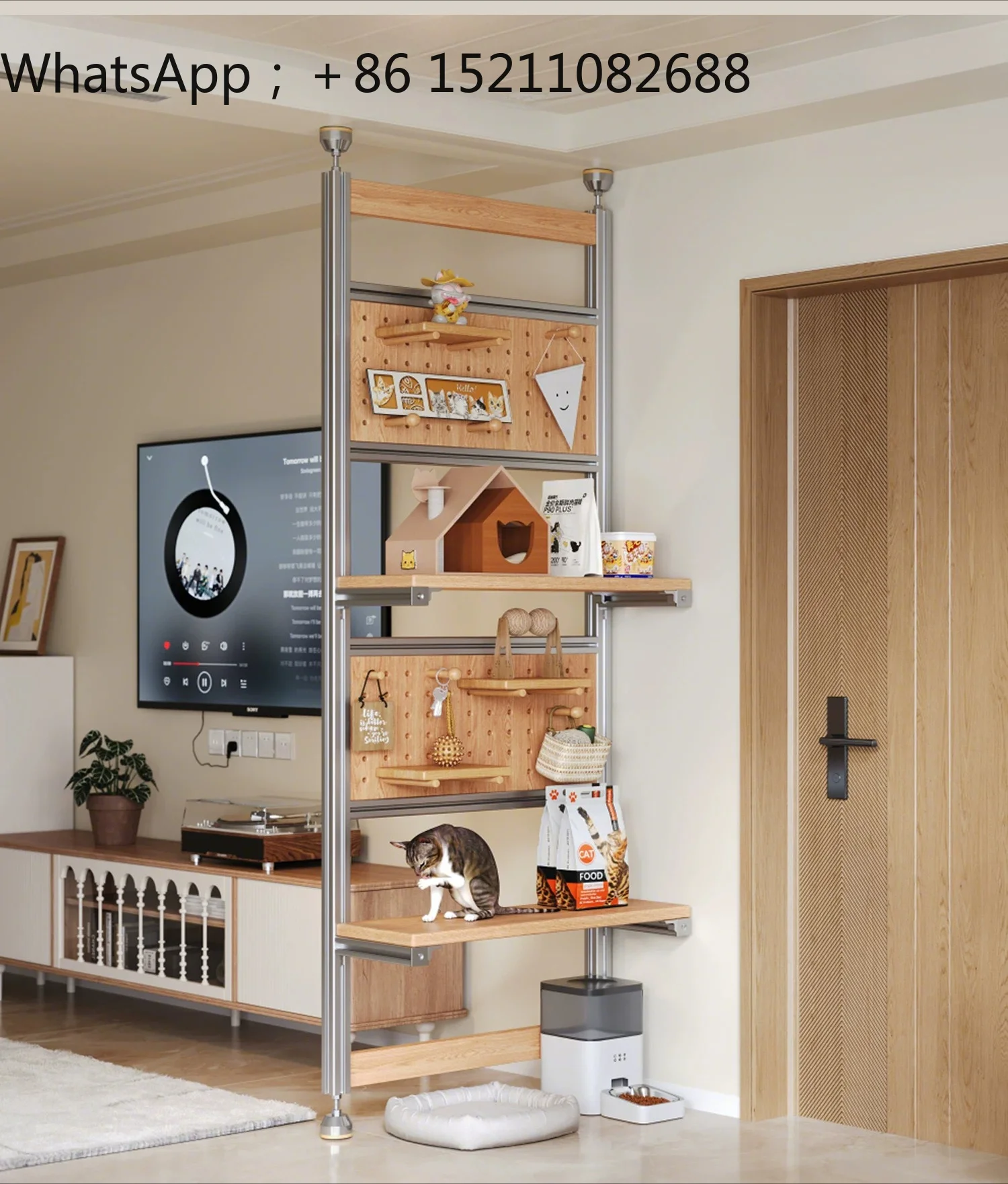 SCY cream medieval solid wood core hole board non-punching decorative baffle storage rack