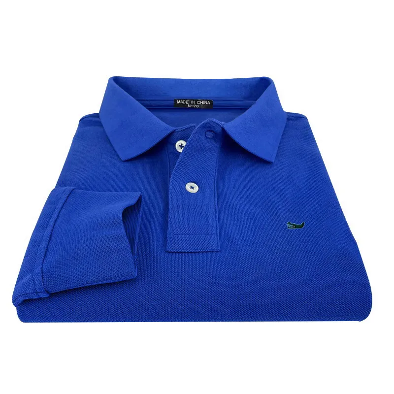 Polo de algodón 100% para hombre, camisetas de manga larga, Tops informales para hombre, S-4XL, primavera y otoño, nuevo diseño bordado