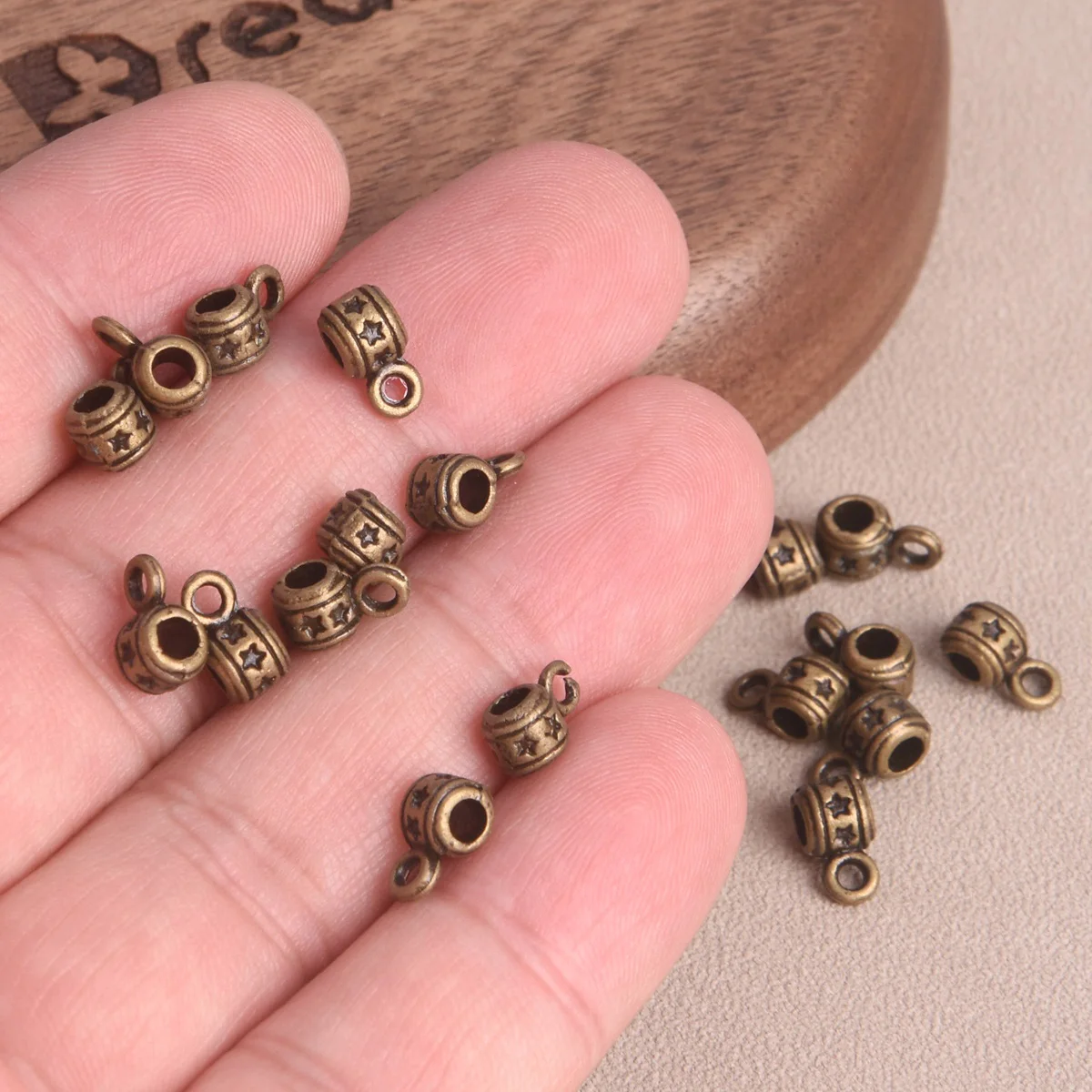 50pcs 9x5mm Antique Bronze Metal Beads Bails Pendants For Jewelry Making DIY Bracelet Findings