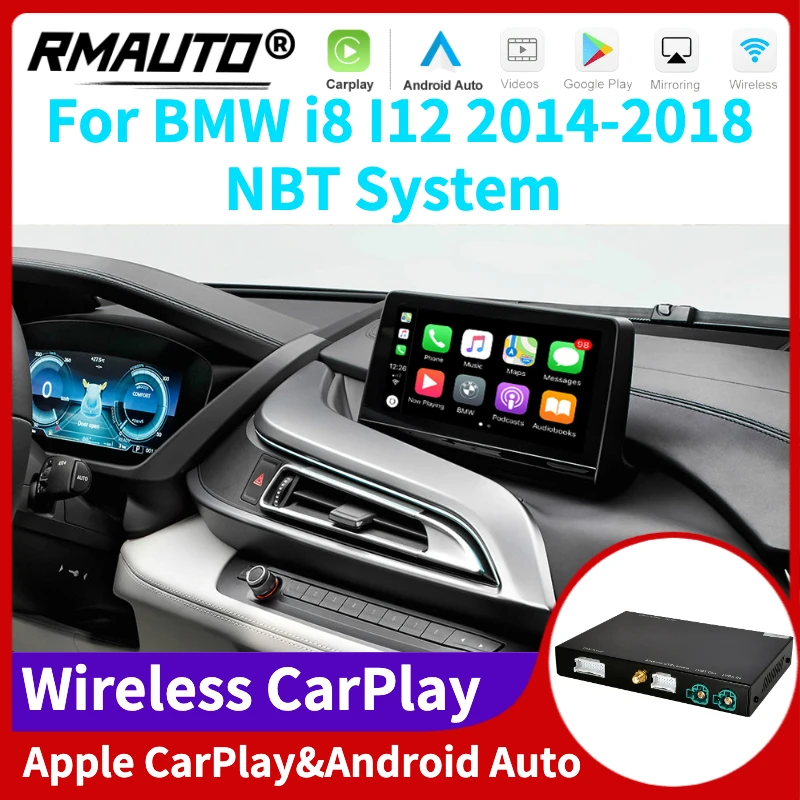 

RMAUTO Wireless Apple CarPlay NBT System for BMW i8 I12 2014-2018, with Android Auto Mirror Link AirPlay Car Play Function