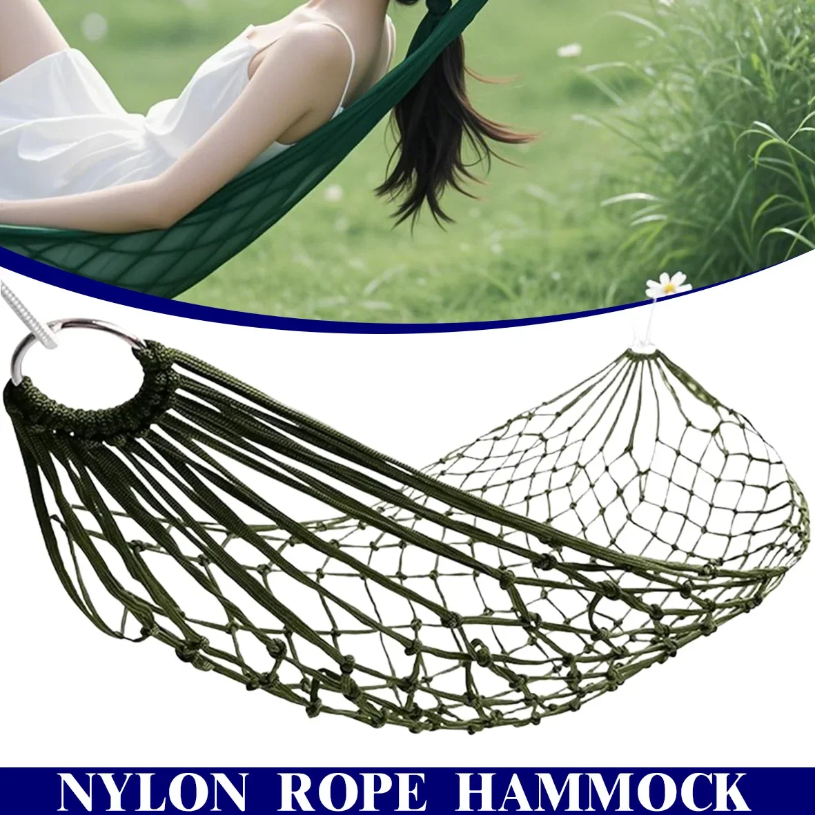 

Portable Garden Outdoor Thickened Nylon Rope Hammock Indoor Mesh Hammock Portable Simple Hammock Swing Chair