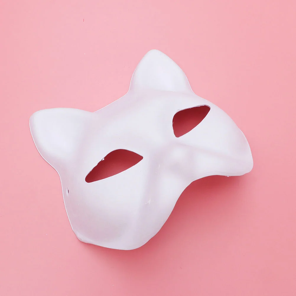 Paper Cat Hand Painted Pulp Masks, em branco DIY Animais para Festa, Halloween Half Stage, Performance Papelão, 4 pcs