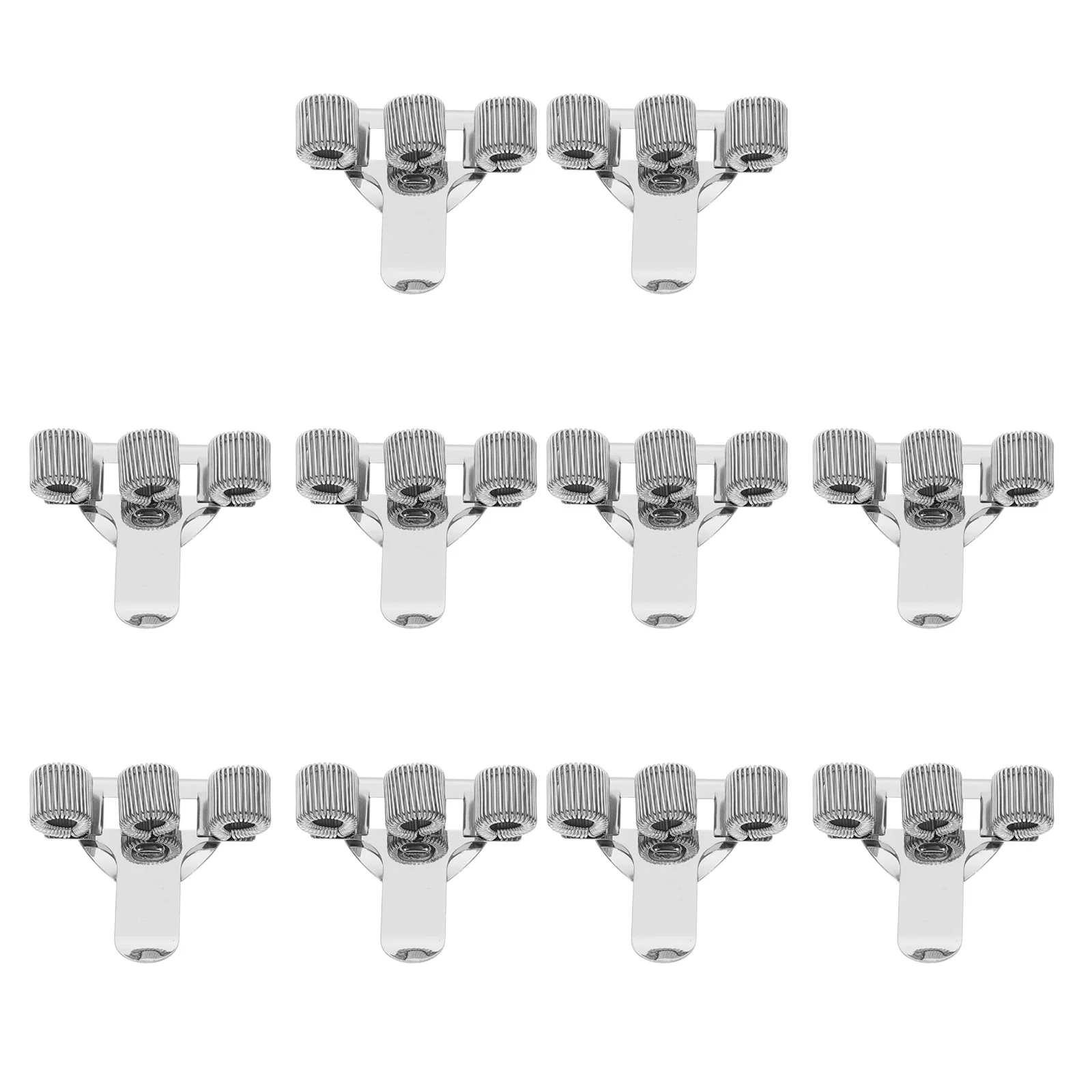 10 Pcs Pen Holders Insert Accessories Clips Penholder Three-hole Metal Silver Pocket Travel