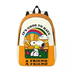 Back To School Gift It's Good To Have A Friend Multi Compartment Rucksack Peanuts Snoopy Casual Teenager Daypack Hiking