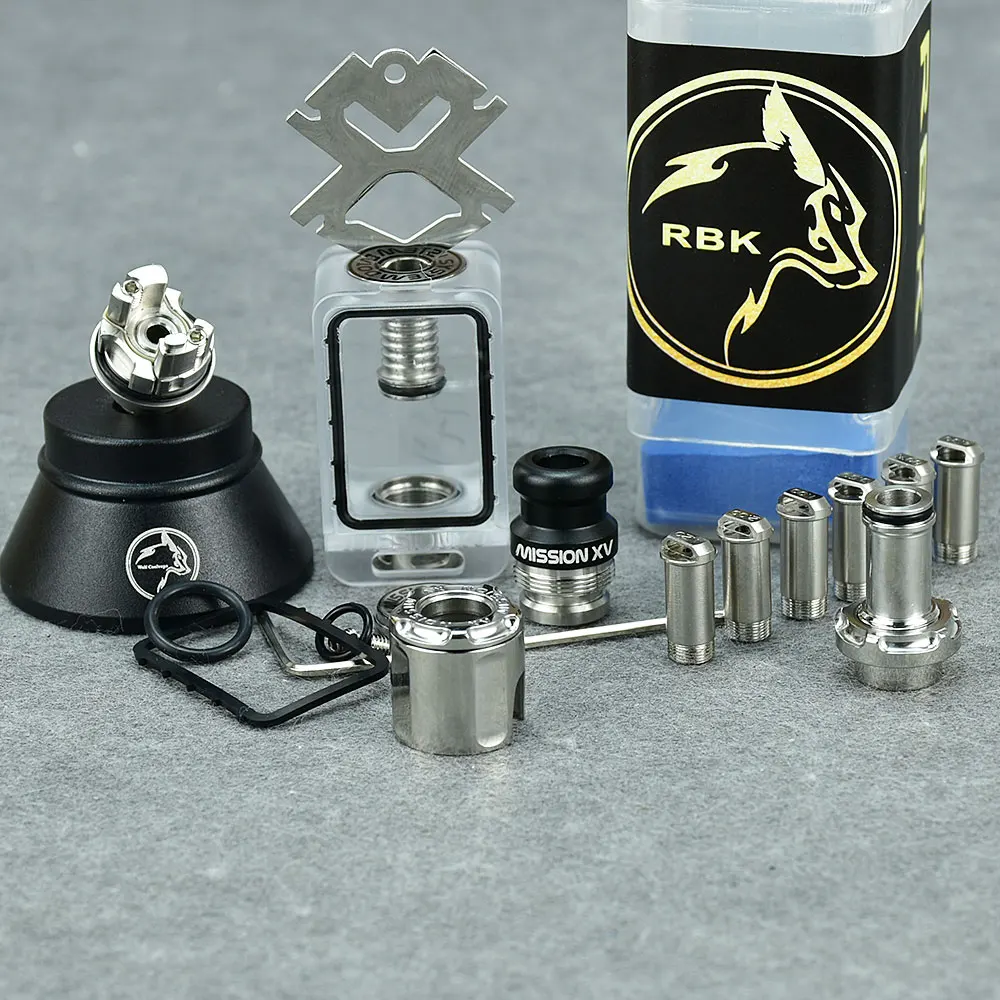 wolfcoolvape MISSION KB2 Style RBA vape Tank 316ss vape tank Full Kit for DotAIO V1 V2 Air Pins 1.0/1.2/2.0/2.5/3.0/3.5/4.3mm