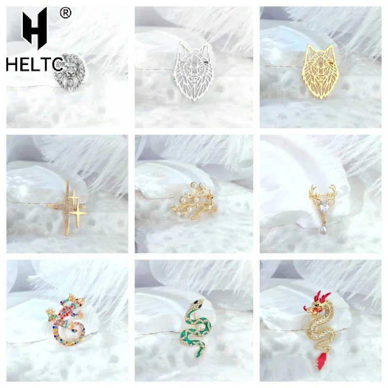 Animal Wolf Head Brooch For Men Women Stainless Steel Punk Lapel Pins Suit Collar Badges On Backpack Jewelry