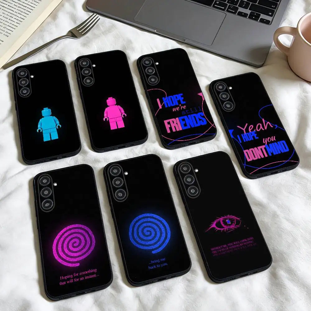 

Fluorescent iridescent couple patterns phone Case For Samsung Galaxy A73,A72,A71,A70,A53,A52,A51,Others Soft Black Shell