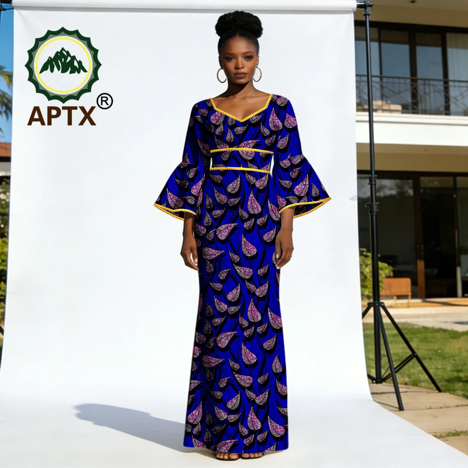 African Women's Dashiki Printed O-Neck Three Quarter Sleeve Floor-Length Dress Elegant fashion Wedding Party Dress