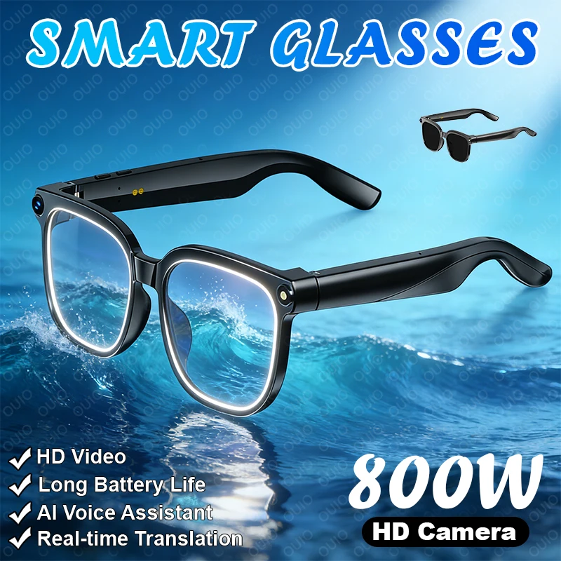 

Новые умные очки 800 Вт HD-камера, видеозапись, AI-помощник, перевод в реальном времени, Bluetooth-вызов, распознавание объектов, солнцезащитные очки