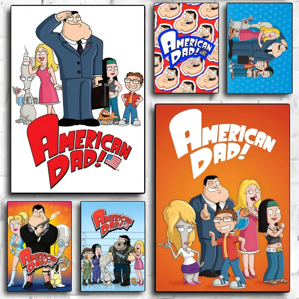 Funny anime A-american Dad Poster HD art sticky wall waterproof home living room bedroom bar aesthetic decoration