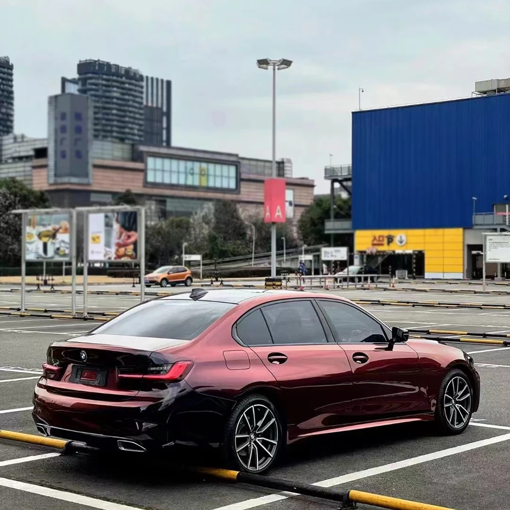 Red Stretchable Auto Vinyl Premium PET Easy to Install Removable Car Wrap Air Release Protective