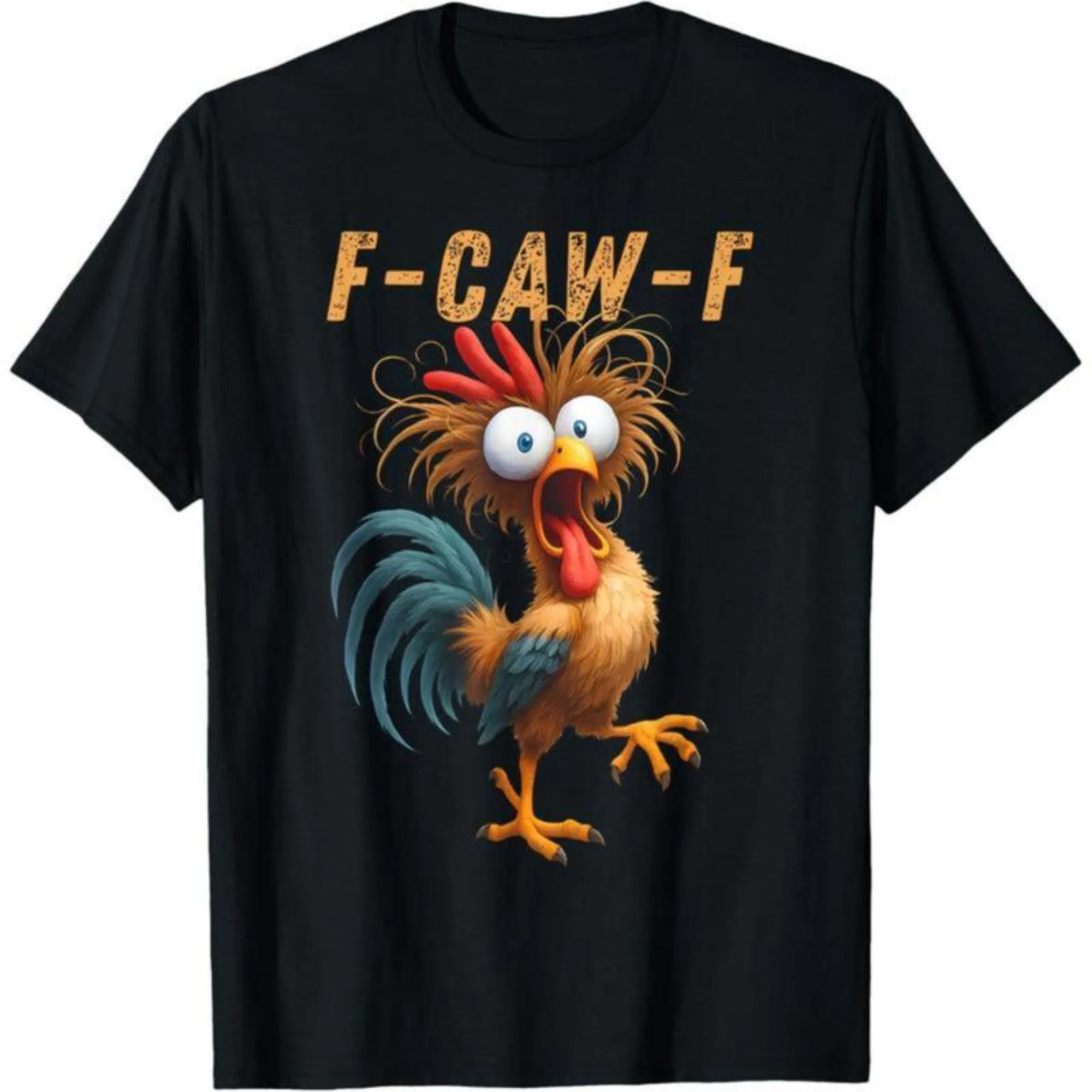Vintage Crazy Roose Funny Crow F-CAW-F Chicken Humor T-Shirt for Women Crewneck Short Sleeve Print Unseix Summer Y2k Printed Top