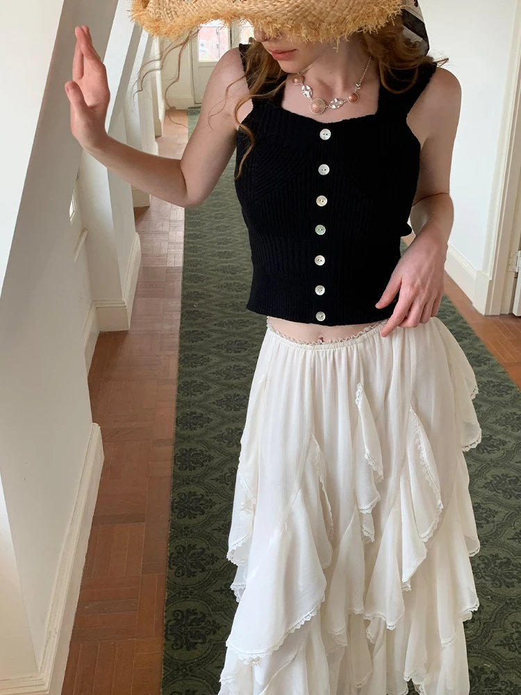 

LREEDOM 25 Осенняя новинка: Вязаный жилет с широкими бретелями и квадратным вырезом, универсальный, омолаживающий эффект, модный женский топ