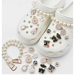 New Fashion Set Hole Shoe Charms Accessories Shoe Buckle Cute Pearl Glasses Water Diamond Chain DIY 3D Shoes Decorations