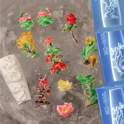 1-Piece 3D Nail Silicone Mold New Versatile Charm Rose Lotus DIY Nail Decoration Reusable Nail Decoration Nail Salon Art