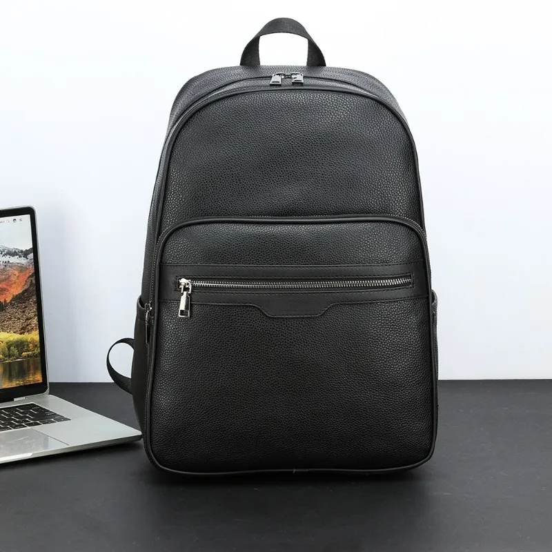 New Fashion Men's Backpack Alligator PU Leather Backpack Men Luxury Large Capacity Travel Bags 14 Inch Laptop Backpacks Male Bag