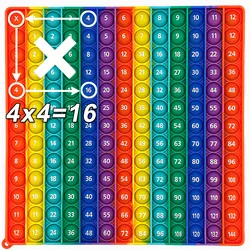 12x12 Multiplication Quick Push Bubble Fidget Math Games, Times Table Numbers Counting Stationery Educational Toys for Kids