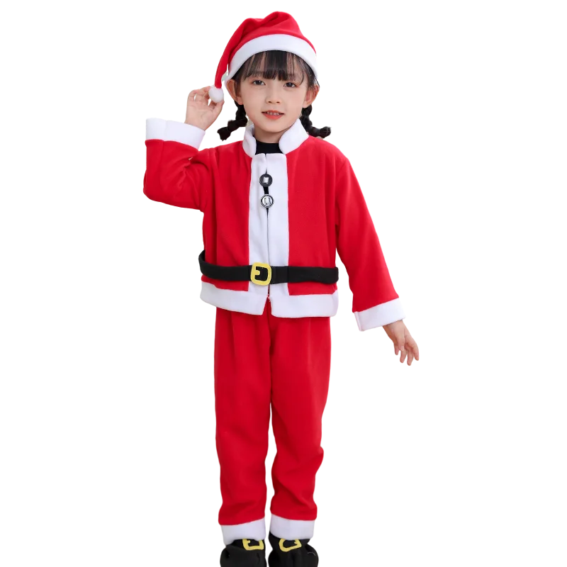 2025 novo traje de natal para crianças, roupas de natal papai noel crianças vermelho festa de natal vestir-se conjunto para meninos meninas