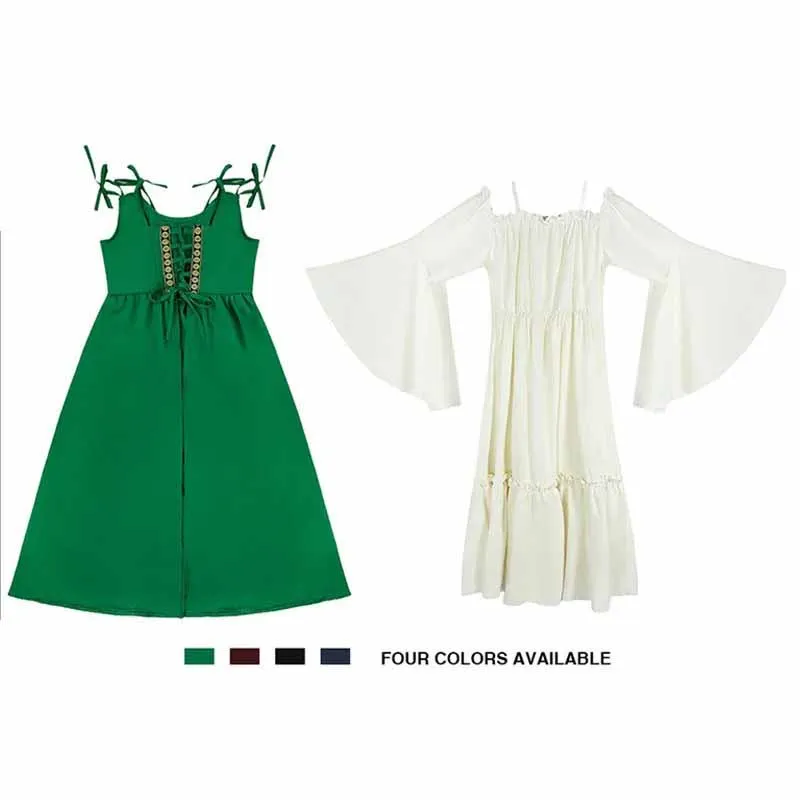 Girls Medieval Vintage Renaissance Princess Victorian Costume Flare Sleeve Court Princess Dress for Kids Halloween Carnival