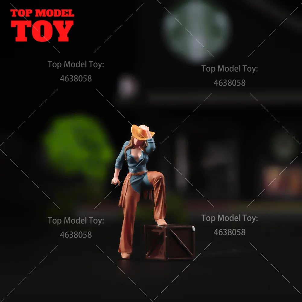 Painted Miniatures 1/87 1/64 1/43 Cowboy Fashion Girl Cowgirl Scene Props Figure Model Dolls Unpainted For Cars Vehicle Toy