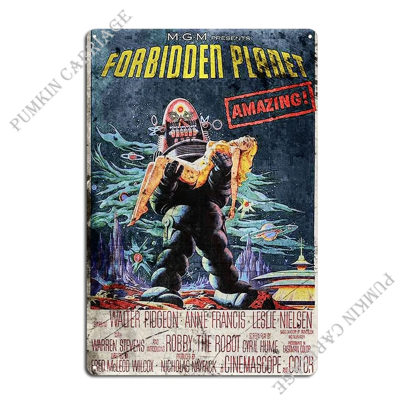 Forbidden Planet 1956 Metal Plaque Poster Kitchen Garage Wall Plaque Garage Printing Tin Sign Poster