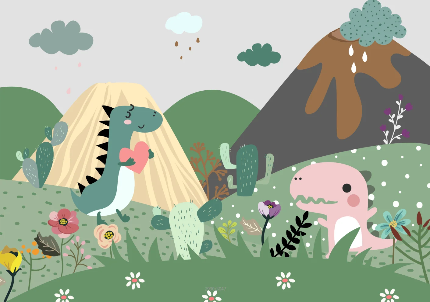 

Пользовательский размер основной лес мультфильм динозавр мультфильм пейзаж фреска обои спальня гостиная домашний декор настенные 3D обои