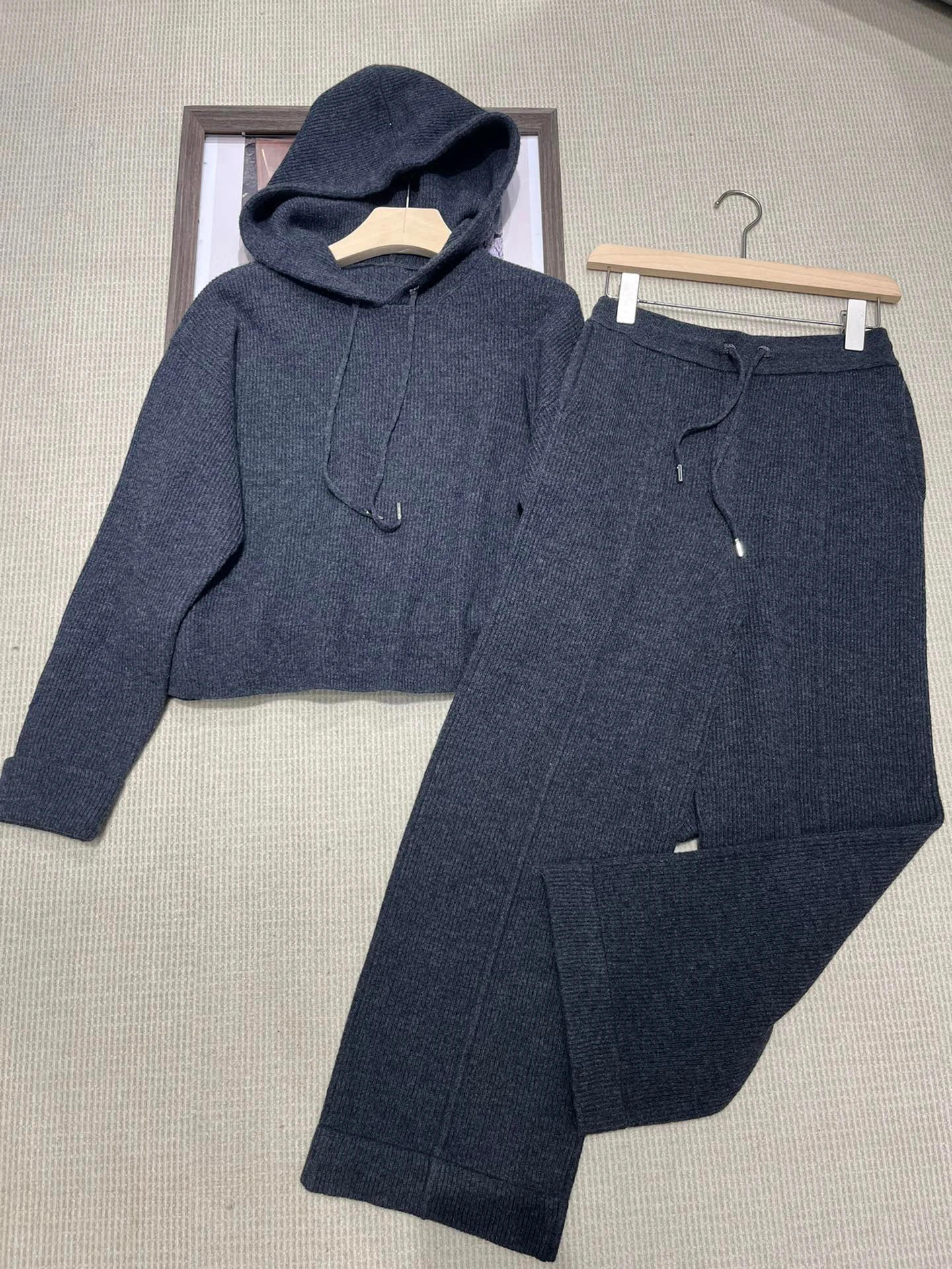 High quality casual knitted cashmere pants set