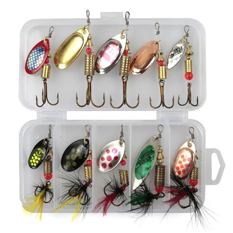 Metal Spoon Spinner Fishing Lure 10pcs Set Spoonbait Crankbaits Fishing Wobblers for Pike Crochet Kit Artificial Bait