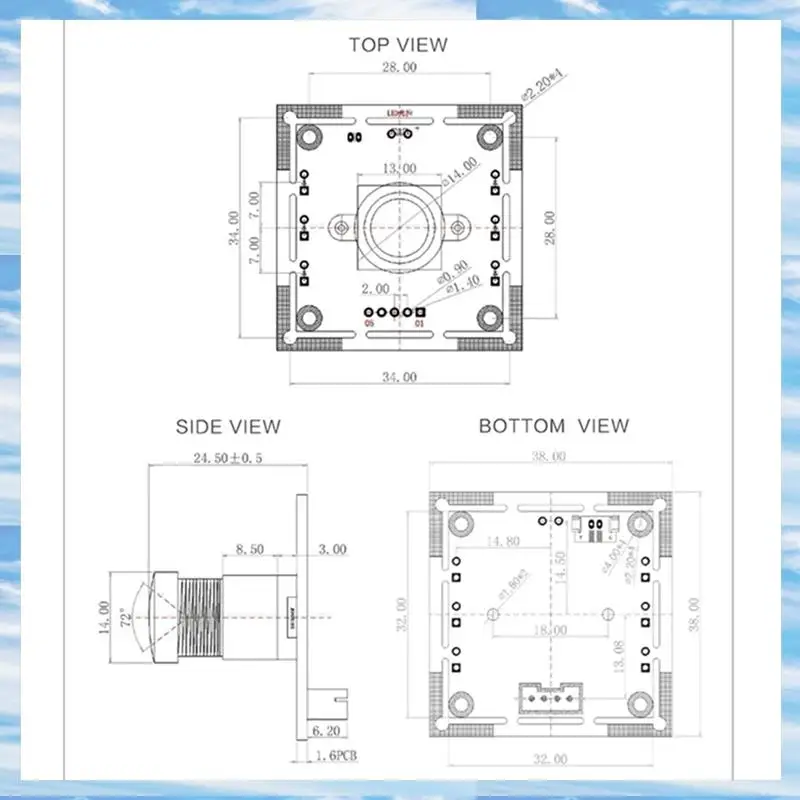 T31C-Camera Module OV9732 1MP 100 Degree MJPG/YUY2 Adjustable Manual Focus 1280X720 PCB Board With 0.5Mcable For Winxp/7/8/10