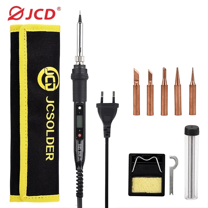 JCD electric soldering iron temperature adjustable LCD digital display 80W soldering iron head 220V/110V soldering tool