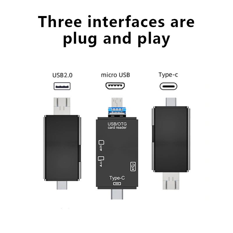 USB3.0 Card Reader Type-C Android Mobile Computer Multi-Function OTG 2.0 SD/USB/Type-C/TF/U Disk Multi-System Compatible Support