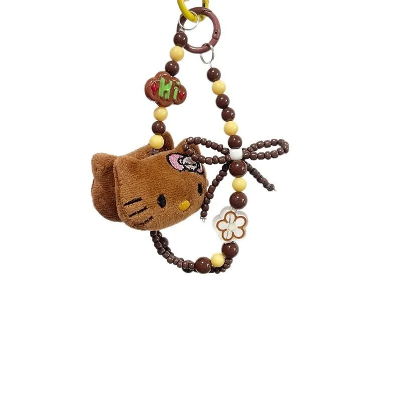 personaggio anime Hello Kitty Bracciale creativo in peluche Portachiavi Kawaii ciondolo Decorazione per imballaggio per ragazze Collegamento per cellulare