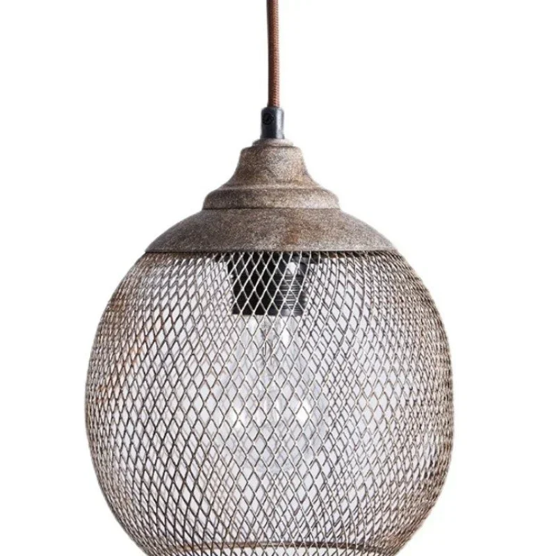

American retro industrial wind single head wrought iron mesh chandelier creative dining room
