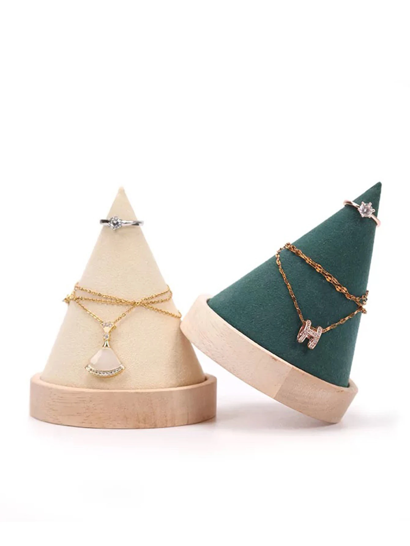 Creative Wood Cone Bracelet Display Stand Ring Bangle Anklet Chain Necklace Jewelry Storage Rack HolderJewellery Props