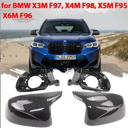 4pcs Carbon Fiber Style Black Side Mirror cover Caps for BMW X3M F97 X4M F98 2019-2024 X5M F95 X6M F96 2020-2024