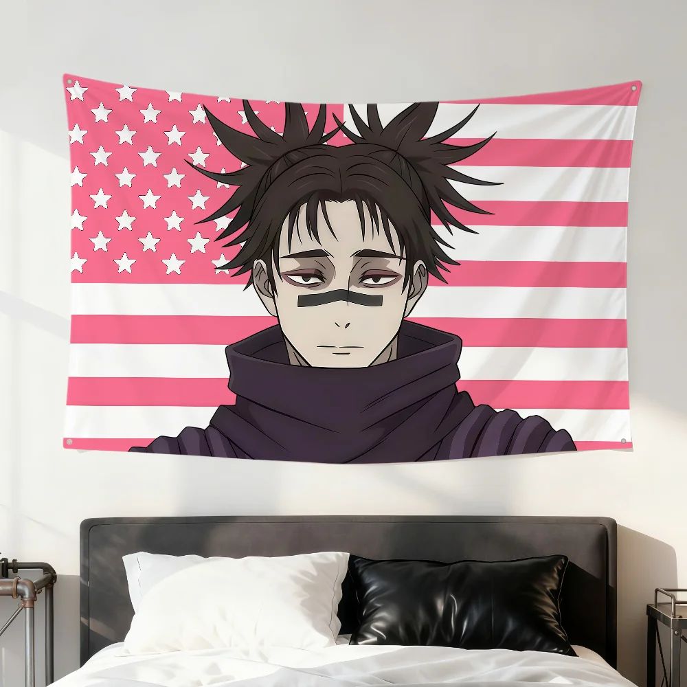 Anime-Fanart Choso Jujutsu Kaisen Rosa Flagge für Zuhause, Zimmer, Wohnheim, Camping, Party, Picknick, Dekoration, Geschenk, Banner, Garage, Wandbehang – Detail 7